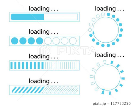 Blue load icon set vector graphics 117753250