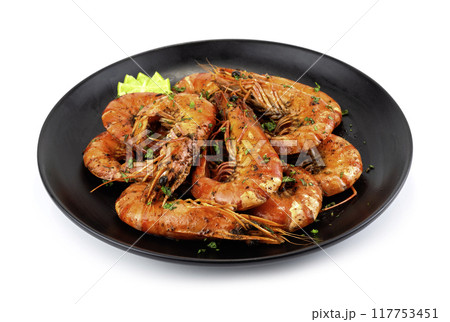 Spicy Cajun Tiger Prawns Spicy Cajun Tiger Prawns 117753451