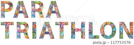 Words Para triathlon. Vector zentangle object for decoration Words Para triathlon. Vector zentangle object for decoration 117753576