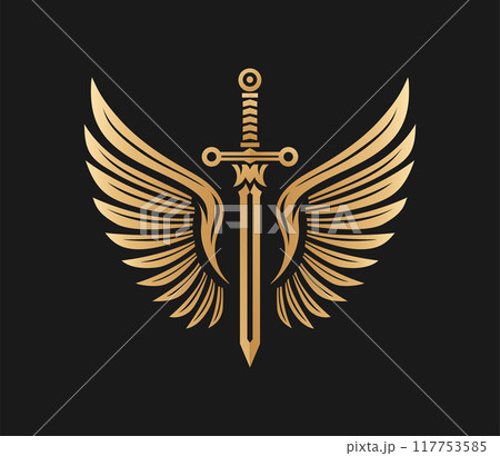 Sword and wings color vector template illustration Sword and wings color vector template illustration 117753585