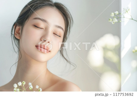 美しい肌の美人女性・スキンケア「AI生成画像」 117753692