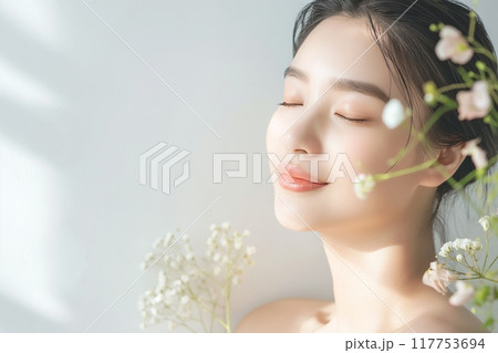 美しい肌の美人女性・スキンケア「AI生成画像」 117753694