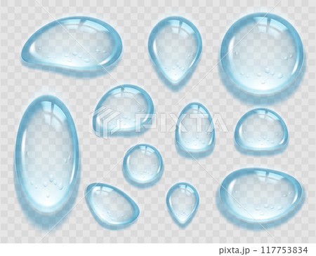 Water drops collection. Template isolated on a transparent 117753834
