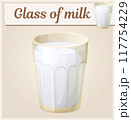 A glass of milk cartoon illustration, drink vector icon 117754229