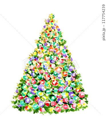 Christmas tree isolated on white.. Watercolor illustration. Christmas tree isolated on white.. Watercolor illustration. 117754239