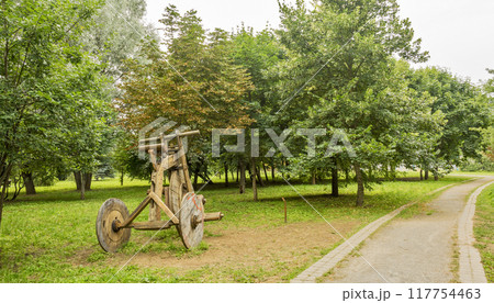 Wooden sculpture tricycle velosibeda Wooden sculpture tricycle velosibeda 117754463