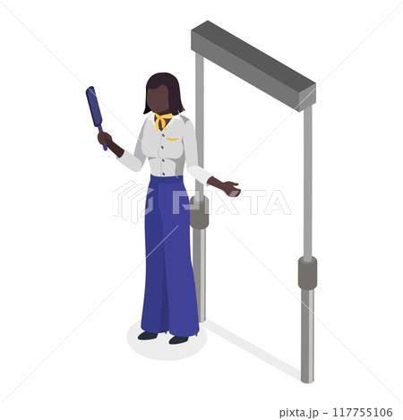3D Isometric Flat Vector Set of Airport Staff, Group of Airline Employees. Item 2 117755106