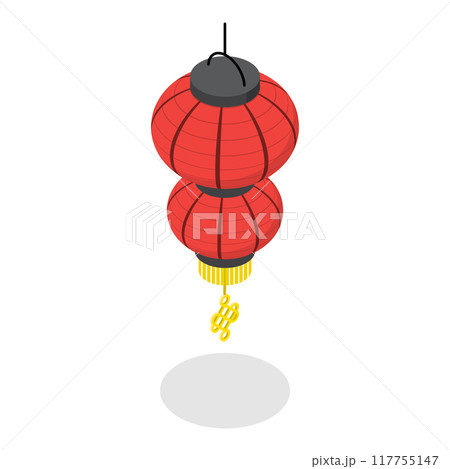 3D Isometric Flat Vector Set of Japanese Or Chinese Lanterns, Asian Holiday Elements. Item 3 117755147