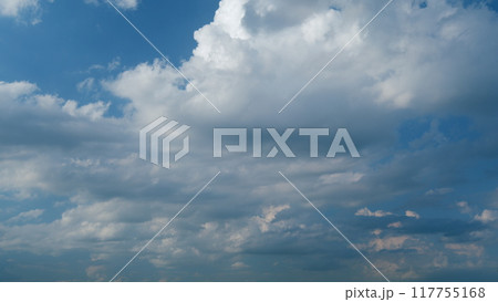 Gray rainy clouds float across dark sky. B roll sky and dark cloud. Nature environment dark huge cloud sky. Timelapse. 117755168