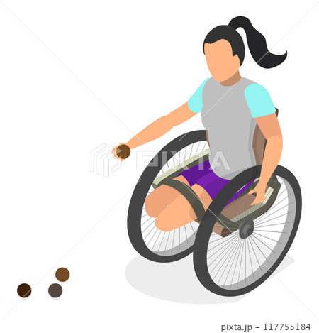 3D Isometric Flat Vector Set of Paralympians, Sportsmen with Disabilities. Item 7 117755184