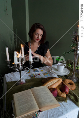 Tarot Reading Session with Vintage Cards and Elegant Decor Tarot Reading Session with Vintage Cards and Elegant Decor 117756440