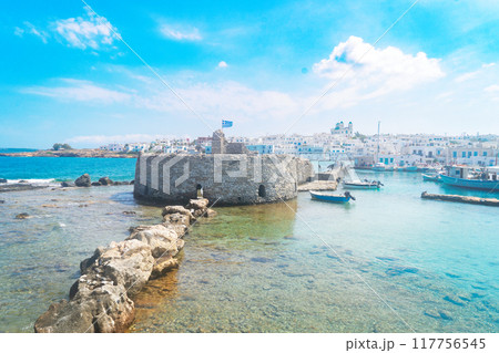 Old fortress in Naoussa, Paros island Old fortress in Naoussa, Paros island 117756545