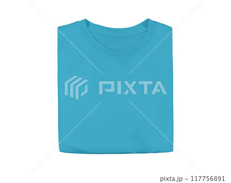 Heather Galapagos Blue colour blank fashion folded tee front mockup template 117756891