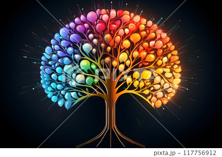 The rainbow tree symbolizes knowledge or family ties 117756912