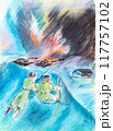 Pastel drawing of war scene 117757102