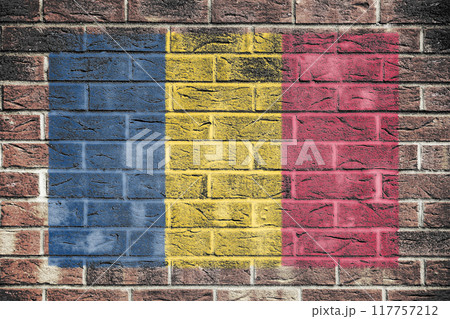 Chad flag on brick wall background 117757212