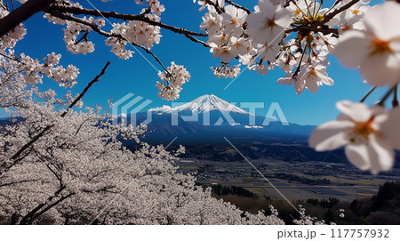 富士山と桜 富士山と桜 117757932