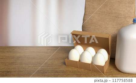 The egg in packaging for food concept 3d rendering. 117758588