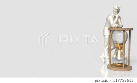 The man and sand clock for Business concept 3d rendering. 117758613
