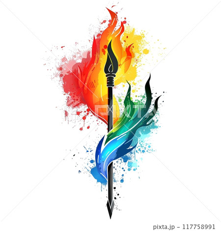 Abstract arrow from bow with flame 117758991