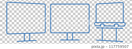 Triple display, computer monitor editable line vector icon illustration Triple display, computer monitor editable line vector icon illustration 117759507