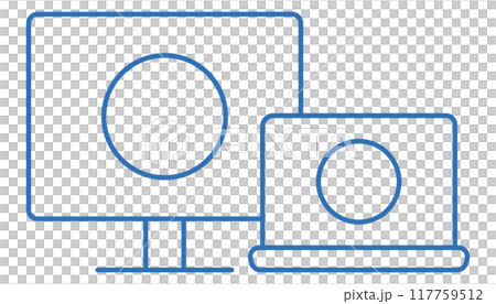 電腦顯示器鏡像的可編輯線向量圖示說明 117759512