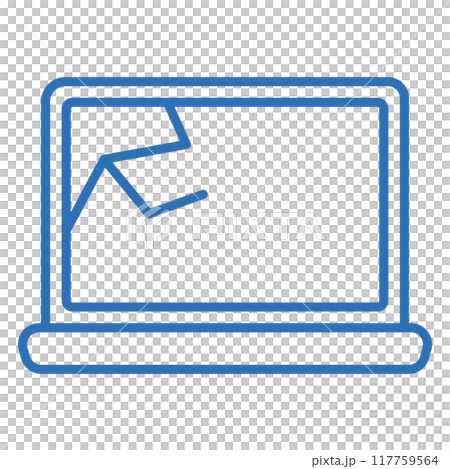 螢幕破裂的筆記型電腦的可編輯線向量圖示插圖 117759564