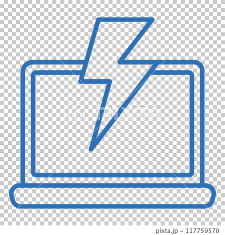 雷によるパソコンのトラブルの編集可能な線のベクターアイコンイラスト 117759570