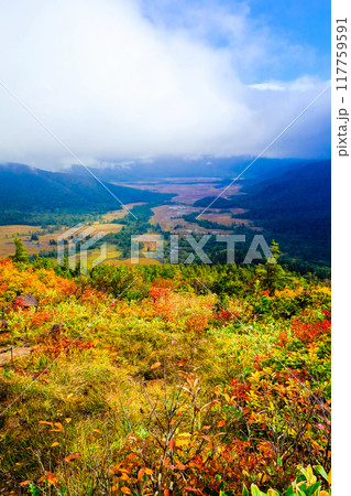 至仏山の紅葉と尾瀬ヶ原（縦） 117759591