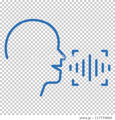 声紋認証。生体認証の編集可能な線のベクターアイコンイラスト 117759660