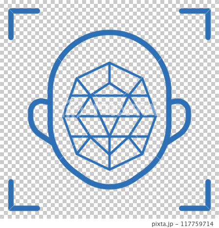 顔認証。生体認証の編集可能な線のベクターアイコンイラスト 117759714