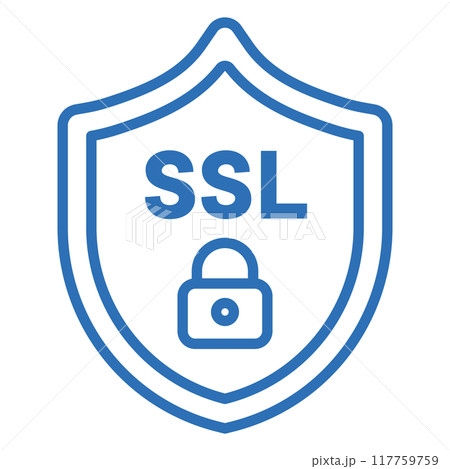 SSL認証。セキュリティ強化に関するの編集可能な線のベクターアイコンイラスト 117759759