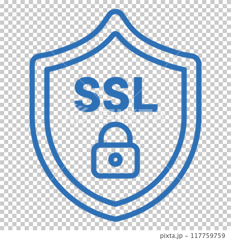 SSL認証。セキュリティ強化に関するの編集可能な線のベクターアイコンイラスト 117759759