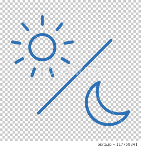 太陽と月の昼夜のアイコンのイラスト。編集可能な線ベクターデータ 117759841