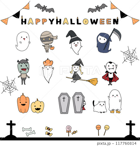 ハロウィンイラストセット 117760814