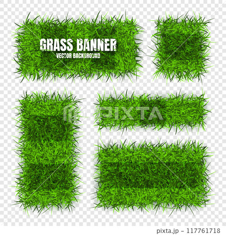 Green grass banners, background. Field, meadow texture, grassy landscape. Football playing pitch, soccer field. Sports ground, stadium. Ecology and environment protection. Vector illustration Green grass banners, background. Field, meadow texture, grassy landscape. Football playing pitch, soccer field. Sports ground, stadium. Ecology and environment protection. Vector illustration 117761718