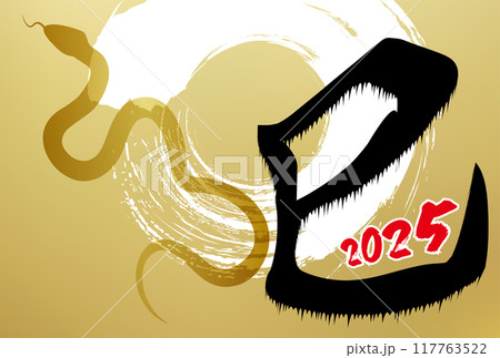 巳　年賀状　文字　背景 117763522