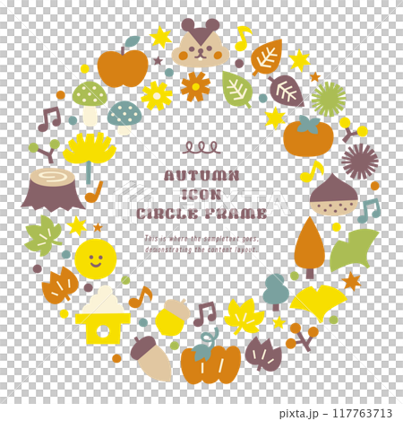 秋季材料圖示插圖花圈圓形框架 秋季材料圖示插圖花圈圓形框架 117763713