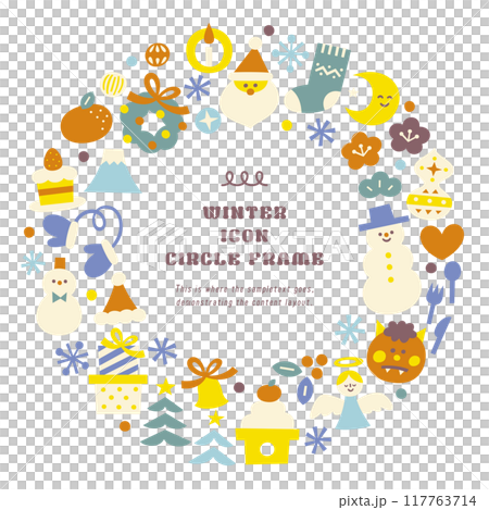 冬季材料圖示插圖花圈圓形框架 117763714