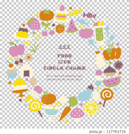 食品材料圖示圖圓形框架 117763716