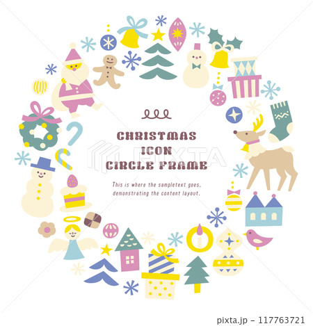 クリスマス素材のアイコンイラストリース円形枠 117763721
