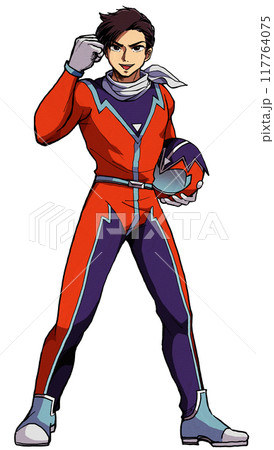 熱血戦隊！昭和の特撮ヒーローのお兄さんのイラスト 117764075