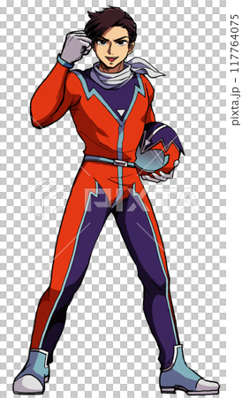 熱血戦隊！昭和の特撮ヒーローのお兄さんのイラスト 117764075