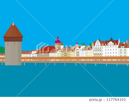 ルツェルン luzern カぺル橋 ロイス川 スイス ルツェルン luzern カぺル橋 ロイス川 スイス 117764103