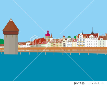 ルツェルン　luzern　カぺル橋　ロイス川　スイス 117764105