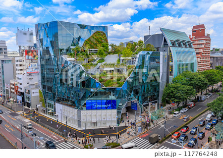 東京　渋谷区の都市風景　神宮前交差点　東急プラザ原宿「ハラカド」 117764248