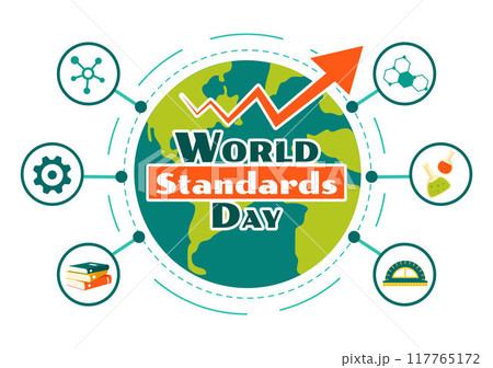 World Standards Day Vector Illustration on October 14 featuring a Globe, Stopwatch, Ruler Scale, and Quality Board in a Flat Style Cartoon Background World Standards Day Vector Illustration on October 14 featuring a Globe, Stopwatch, Ruler Scale, and Quality Board in a Flat Style Cartoon Background 117765172