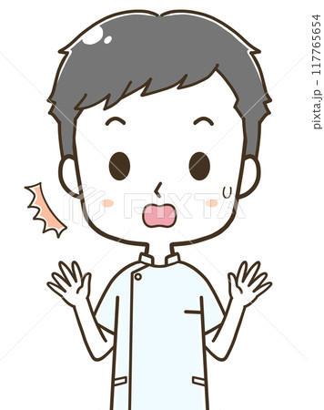 驚く若い男性看護師の上半身イラスト 驚く若い男性看護師の上半身イラスト 117765654
