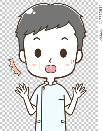 驚く若い男性看護師の上半身イラスト 驚く若い男性看護師の上半身イラスト 117765654
