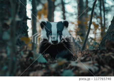 森の中にいるアナグマ	 117765740